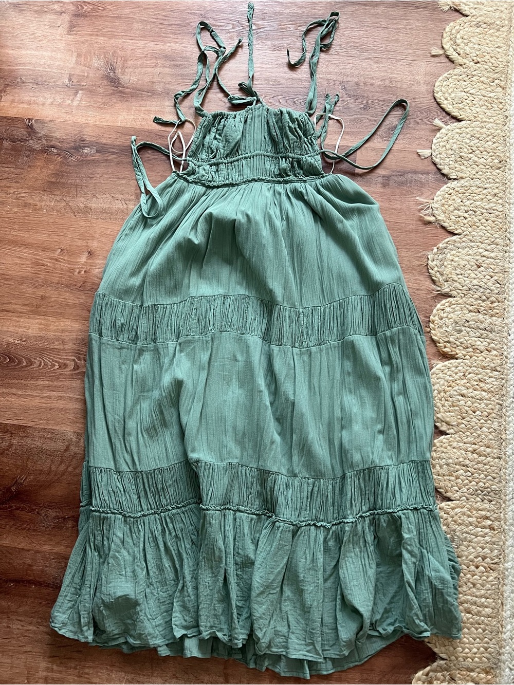 Free People Taking Sides Maxi Dress Size Medium RT $118 NWOT Sage Green